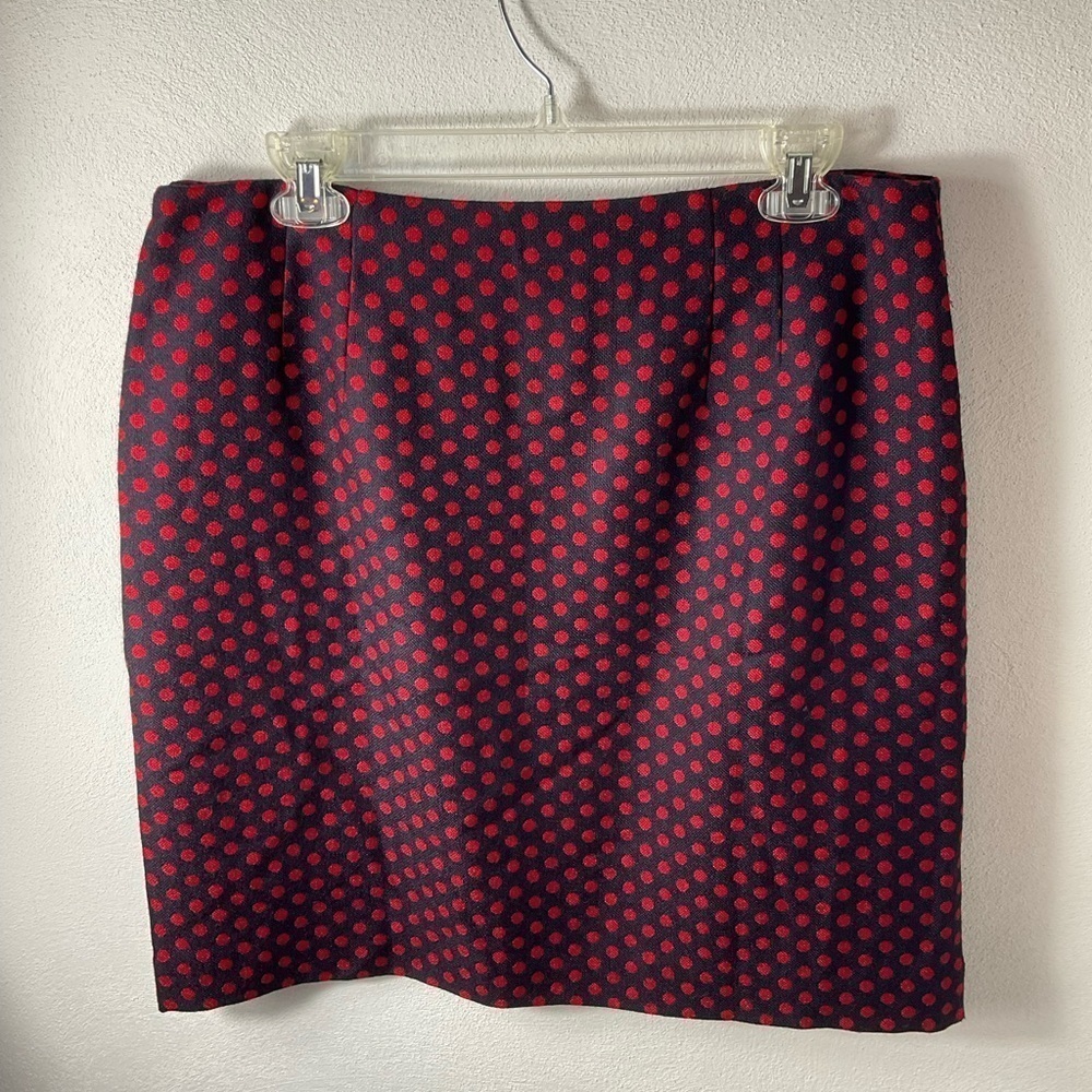 Talbots Navy Red Polka‎ Dot Skirt Sz 12p Petite - Picture 2 of 4